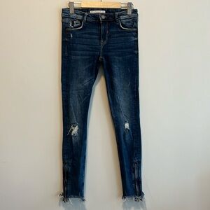 ZARA distressed zip hem jeans